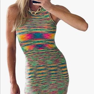 Rainbow tank top knit dress
